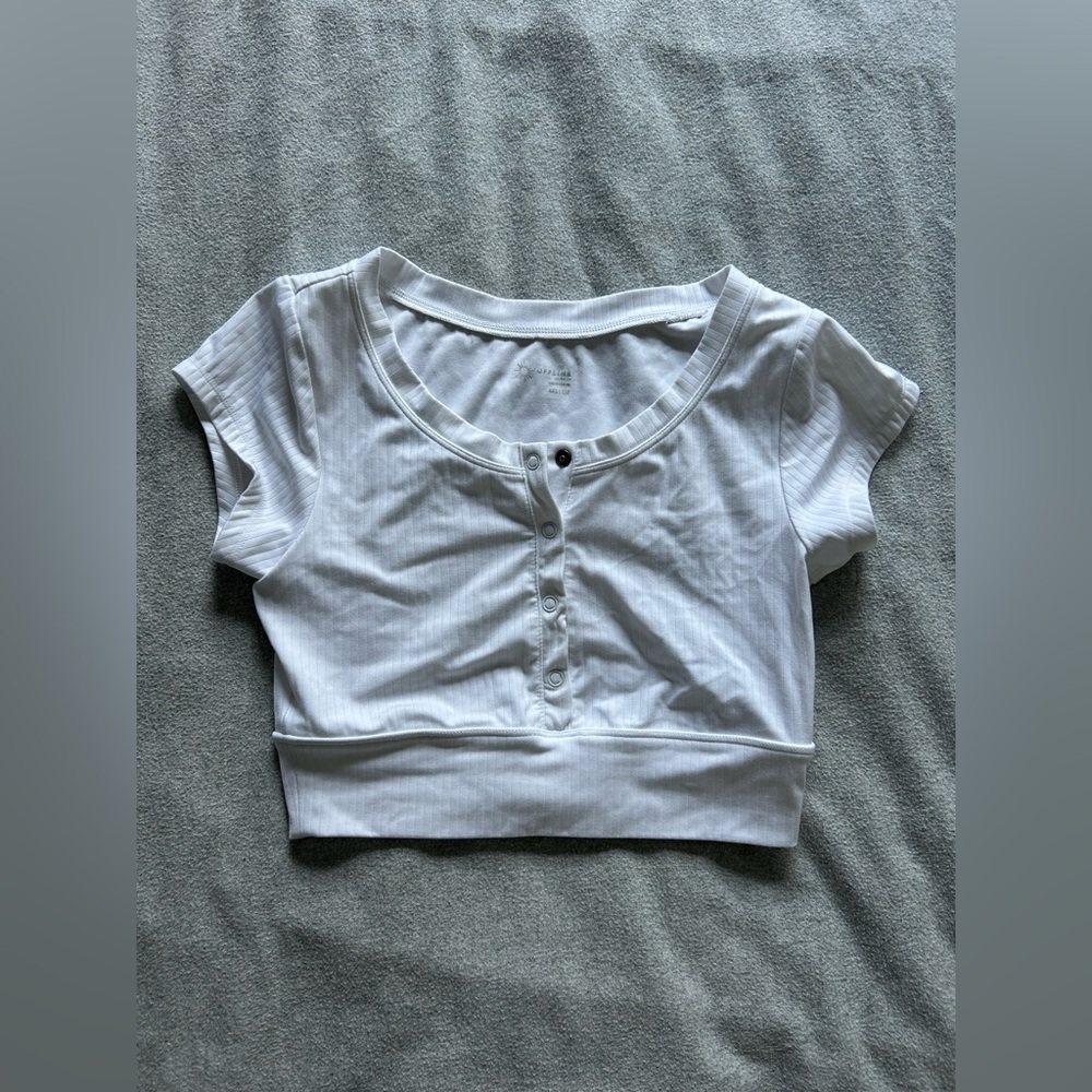 Offline by Aerie Ribbed Button Up Crop Tee